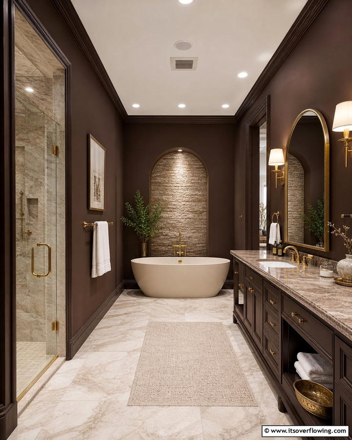 Chocolate Brown Walls for a Bold Statement - 25 Brown Bathroom Ideas for a Warm and Inviting Space