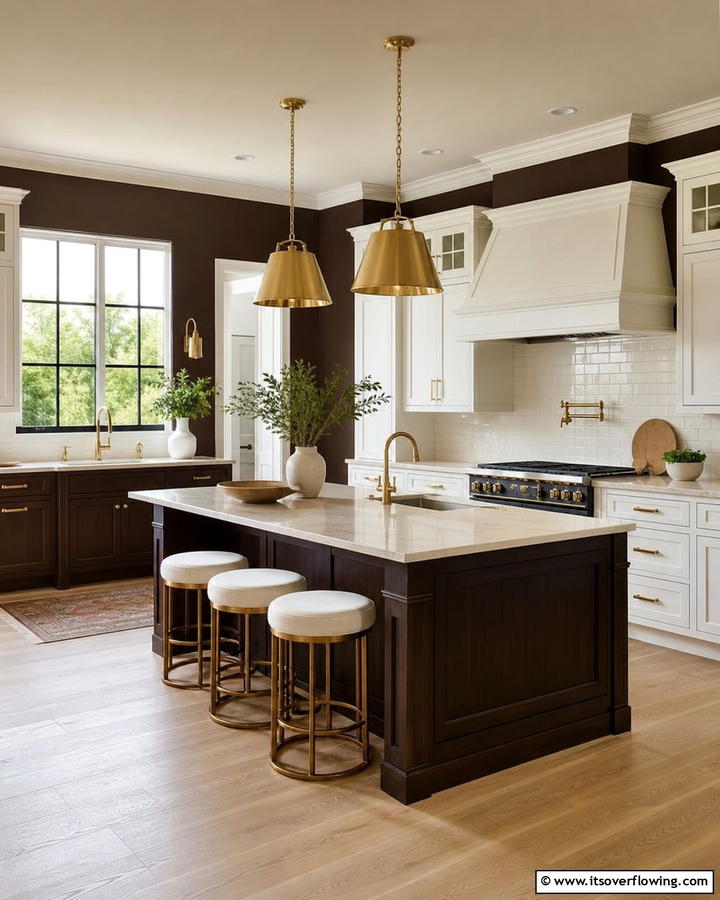 Chocolate Brown Walls - 20 Brown Kitchen Ideas to Create a Cozy and Stylish Space