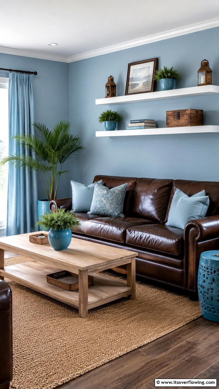 Chocolate Brown and Soft Sky Blue - 21 Two Colour Combinations for a Vibrant Living Room