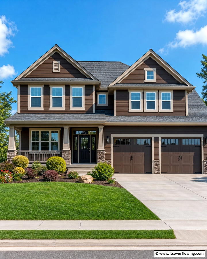 Chocolate Brown with Gray Roof - 20 Chocolate Brown House Exterior Design Ideas