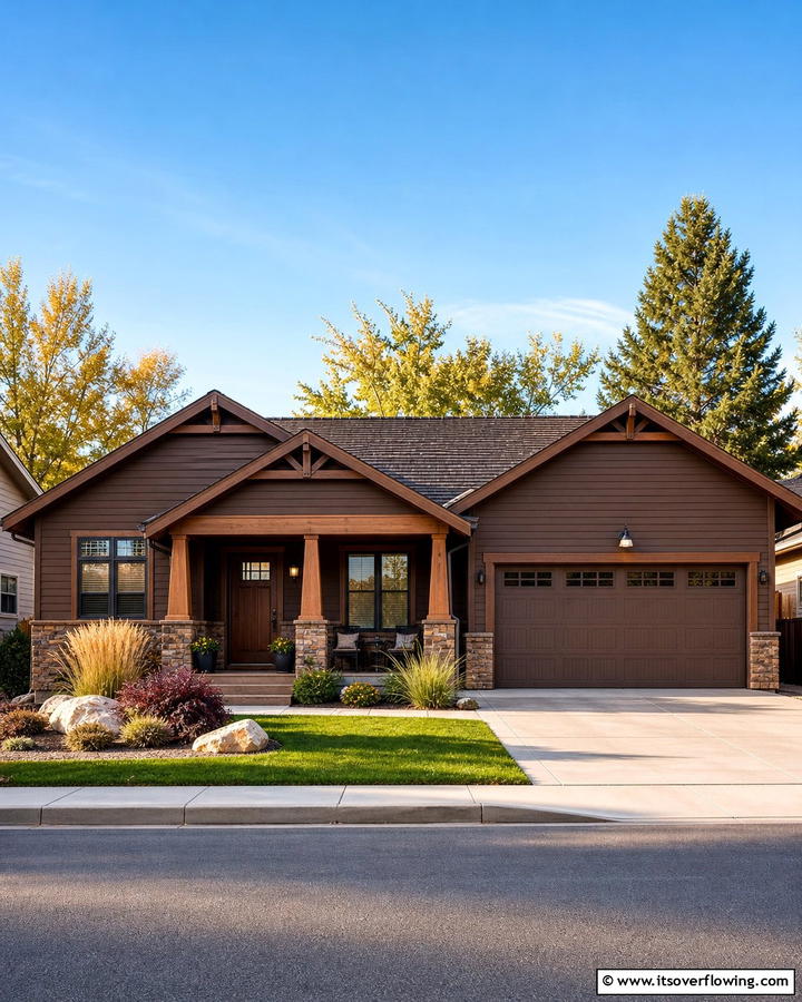 Chocolate Brown with Horizontal Siding - 20 Chocolate Brown House Exterior Design Ideas
