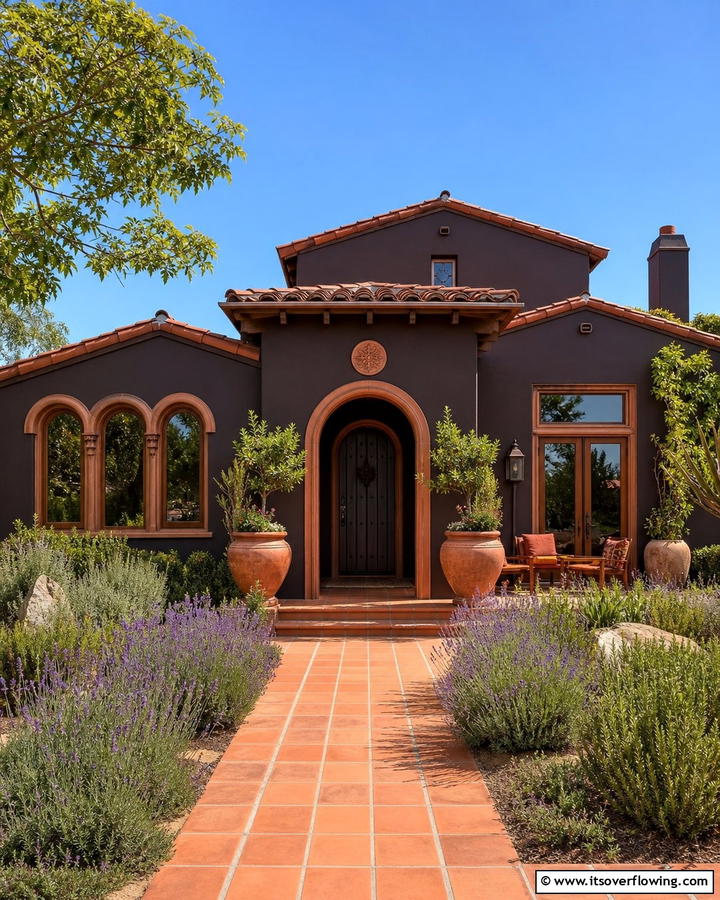 Chocolate Brown with Terracotta Accents - 20 Chocolate Brown House Exterior Design Ideas