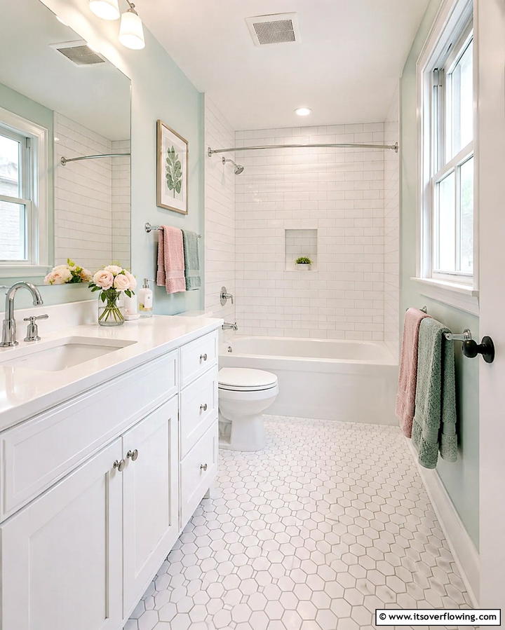 Choose Light Colors for Walls and Tiles - 25 Apartment Bathroom Ideas to Maximize Small Spaces