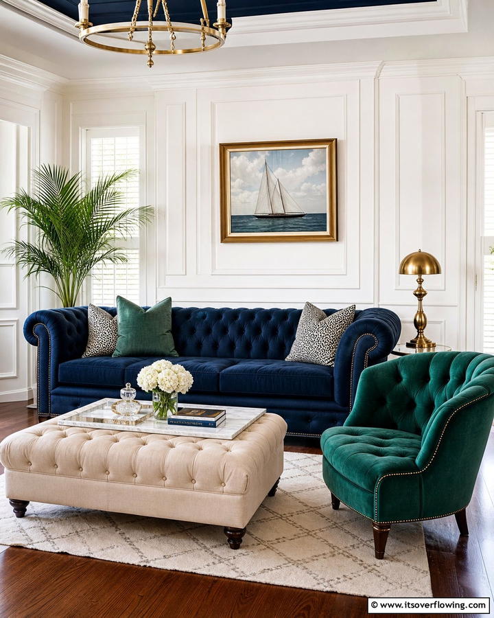 Choose Tufted Furniture - 20 Preppy Living Room Ideas for a Chic Space