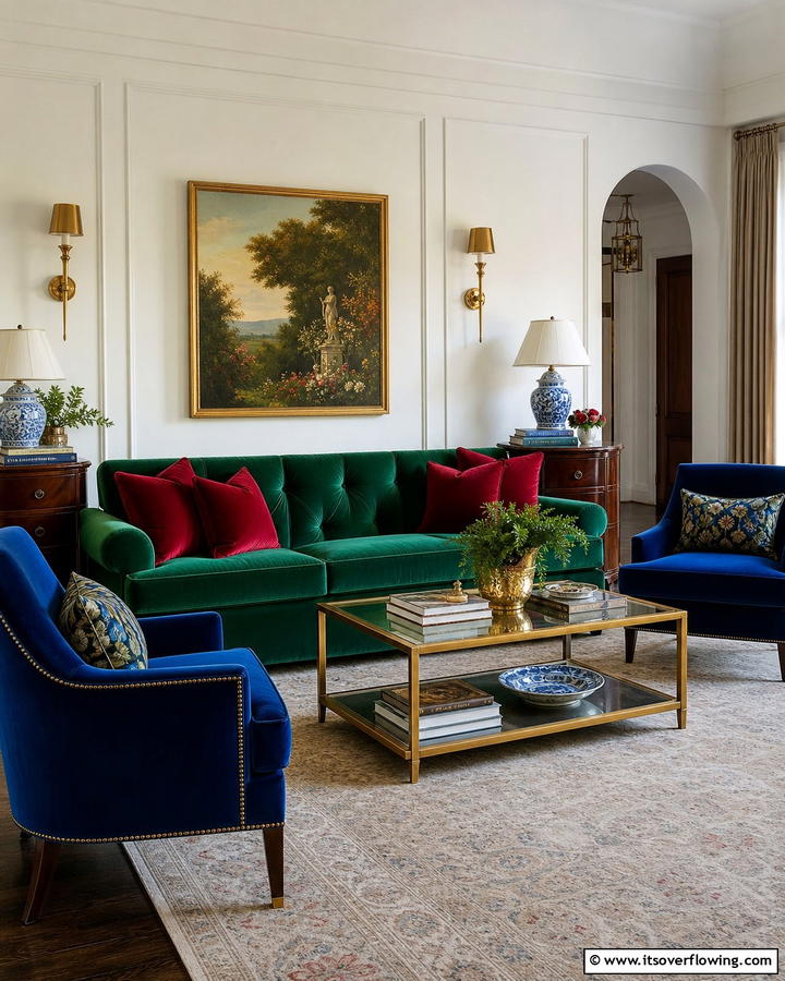 Choose Velvet Fabrics - 20 Preppy Living Room Ideas for a Chic Space