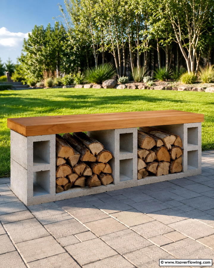 Cinder Block Bench with Storage - 30 Innovative Cinder Block Garden Ideas for Urban Green Spaces