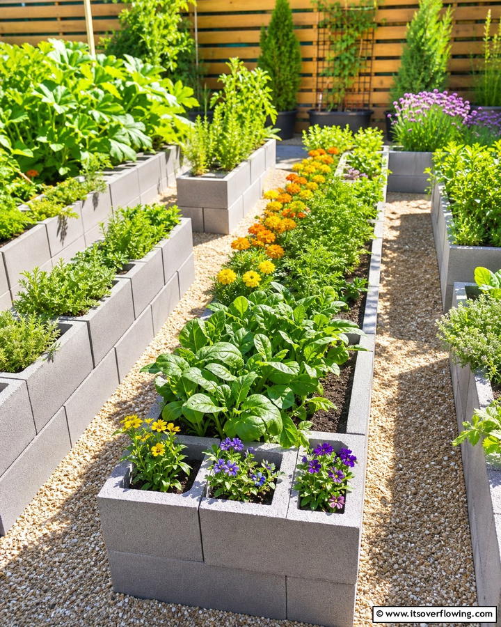 Cinder Block Edging - 20 Recycled Garden Edging Ideas for an Eco-Friendly Yard