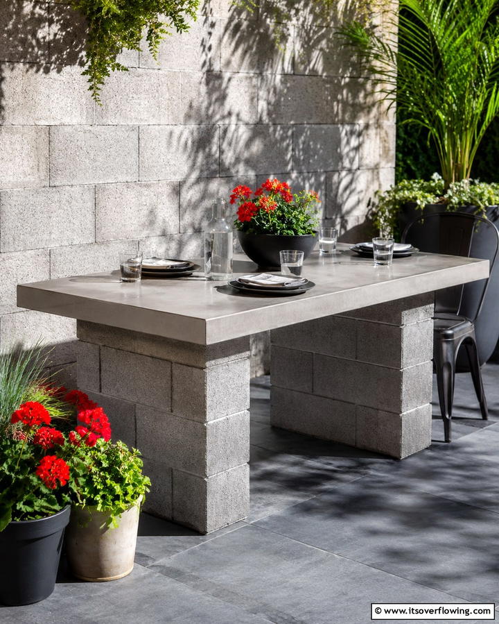 Cinder Block Garden Table - 30 Innovative Cinder Block Garden Ideas for Urban Green Spaces