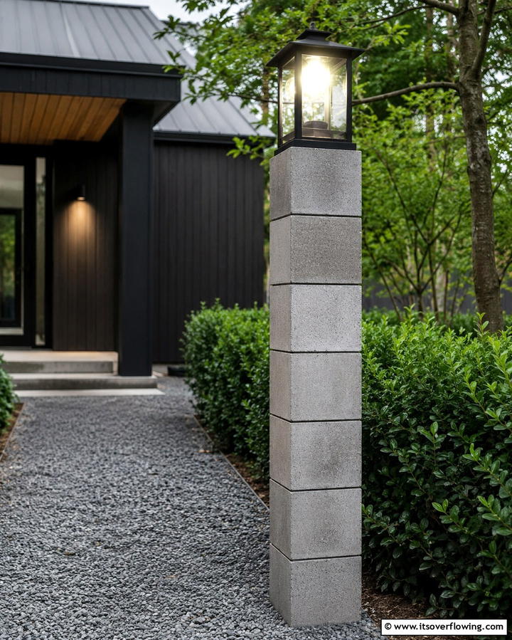 Cinder Block Lamp Post - 30 Innovative Cinder Block Garden Ideas for Urban Green Spaces