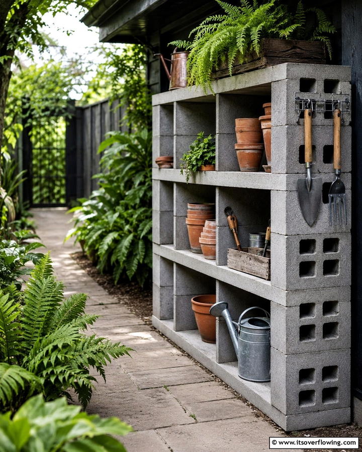 Cinder Block Outdoor Storage - 30 Innovative Cinder Block Garden Ideas for Urban Green Spaces