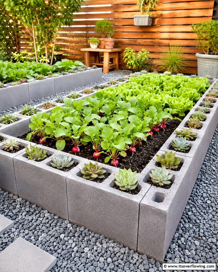 Cinder Block Raised Beds for Budget Friendly Versatility - 25 Raised Garden Bed Ideas for a Thriving Vegetable Garden