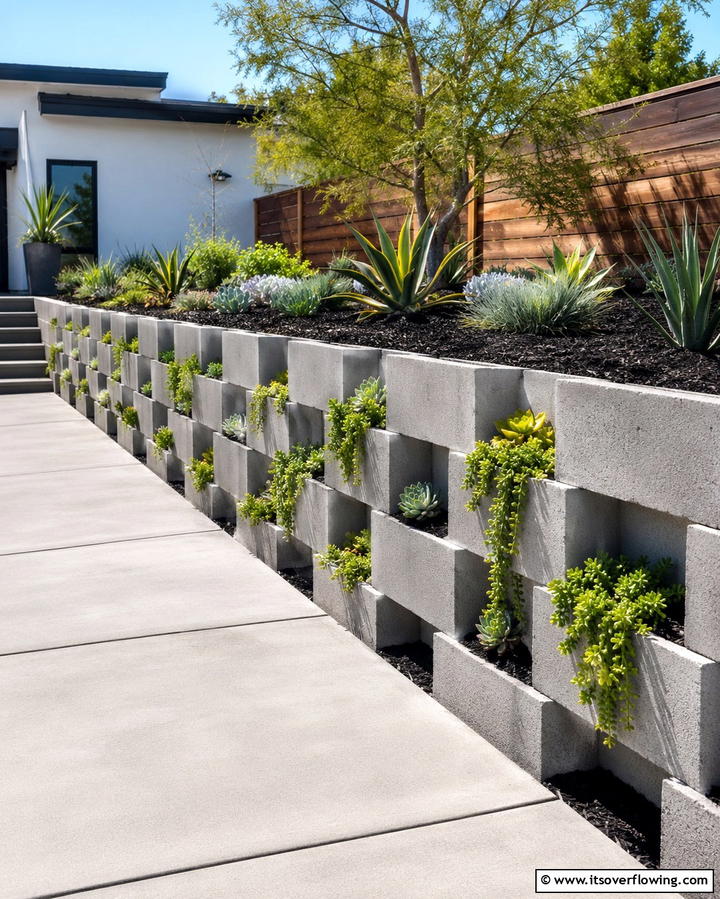 Cinder Block Retaining WallExact - 25 Inexpensive Retaining Wall Ideas for Your Yard