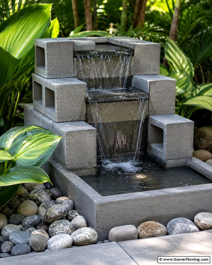 Cinder Block Water Feature - 30 Innovative Cinder Block Garden Ideas for Urban Green Spaces