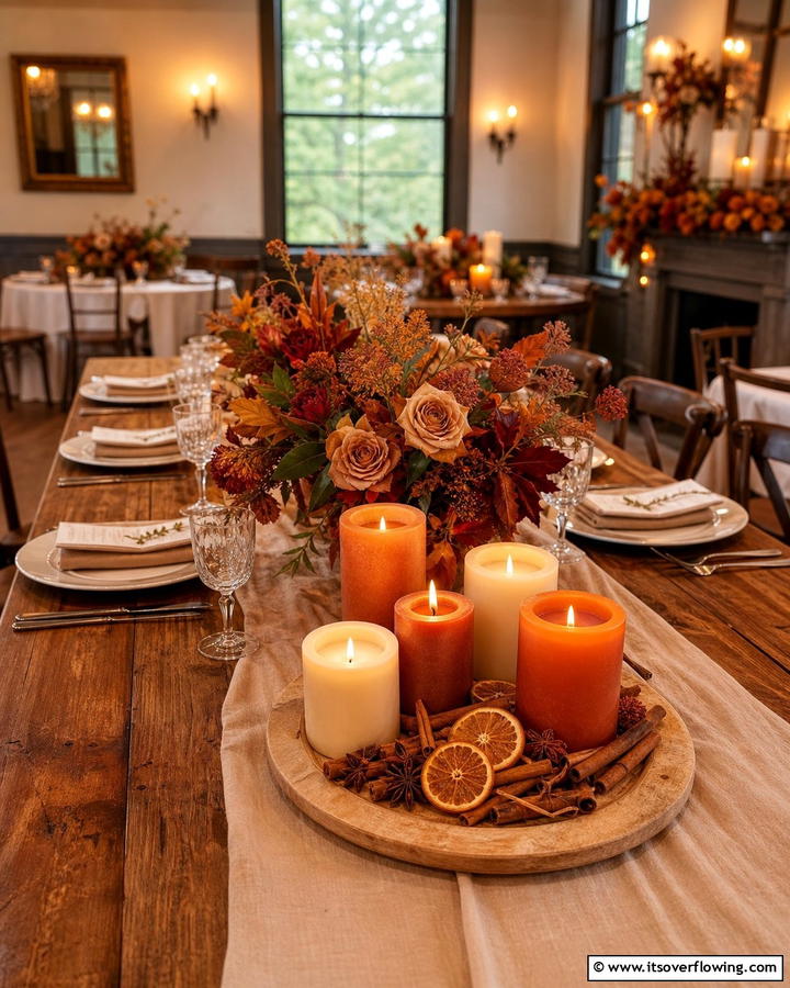 Cinnamon and Spice Scented Candles - 21 Fall Wedding Décor Ideas for a Seasonal Celebration