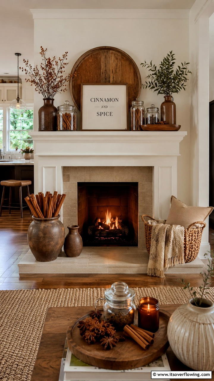 Cinnamon and Spice - 30 Fall Mantel Decor Ideas for Seasonal Coziness