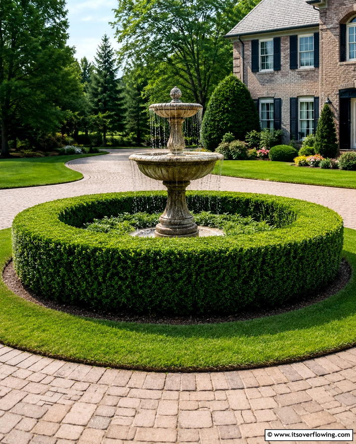 Circular Boxwood Arrangements - 25 Elegant Front Yard Boxwood Design Ideas