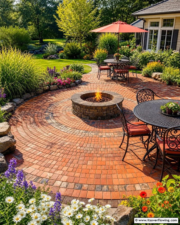 Circular Brick Design - 25 Creative Brick Patio Ideas for Your Backyard