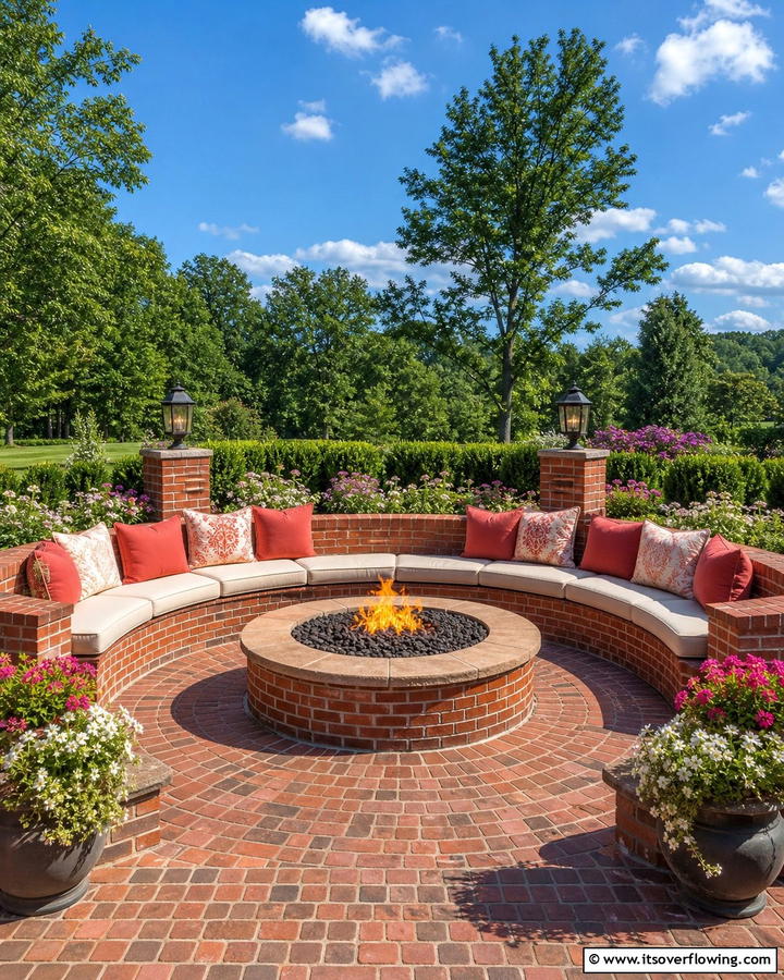 Circular Brick Sunken Fire Pit - 25 Sunken Fire Pit Ideas for a Cozy Outdoor Gathering Spot
