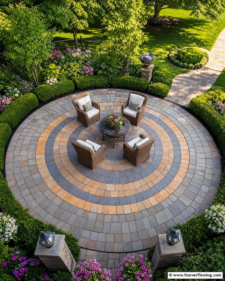 Circular Cobblestone Patio Design - 20 Cobblestone Patio Ideas for a Rustic Outdoor Space