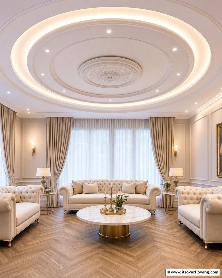 Circular Pop Ceiling Designs - 17 Pop Ceiling Design Ideas for Modern Interior Spaces