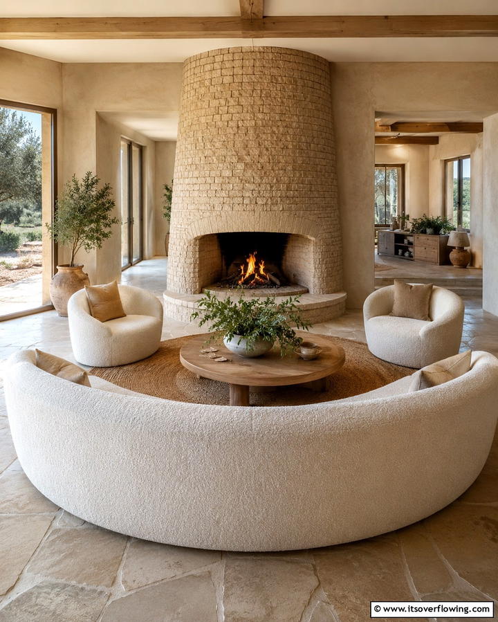 Circular Seating for Social Gatherings - 25 Fireplace Seating Ideas to Cozy Up Your Living Room