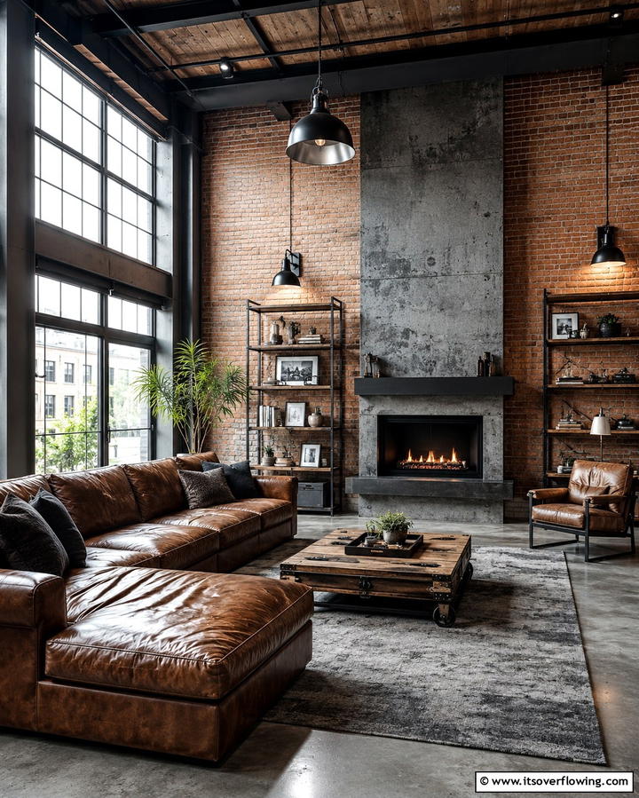Circular Sectional and Round Fireplace - 25 Living Room Ideas With Sectionals and Fireplace