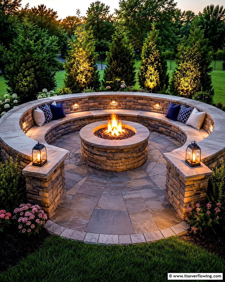 Circular Stone Bench Seating - 25 Fire Pit Seating Ideas to Enhance Your Outdoor Space