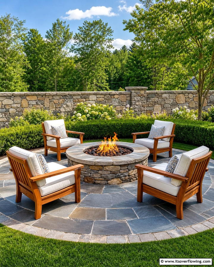 Circular Stone Fire Pit for a Classic Look - 25 Rock Fire Pit Ideas for Outdoor Gatherings