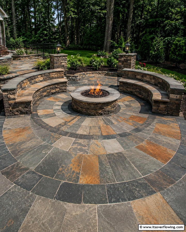 Circular Stone Patterns - 25 Stone Patio Ideas for Natural Outdoor Beauty