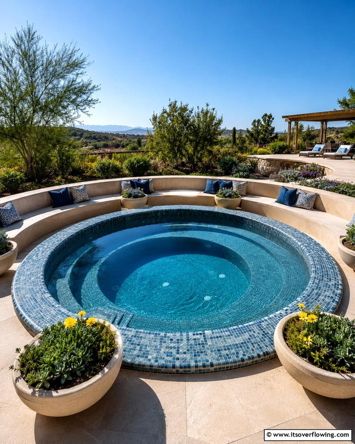 Circular Sunken Hot Tub - 20 Sunken Hot Tub Ideas for Relaxing Outdoor Spaces