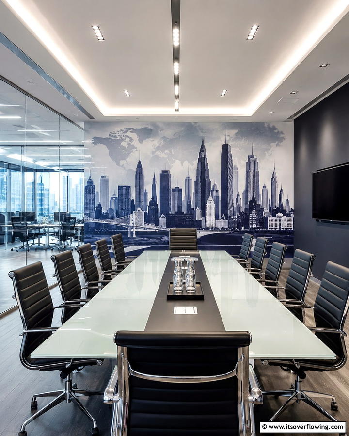 City Skyline Mural - 25 Office Wall Murals to Inspire Creativity and Productivity