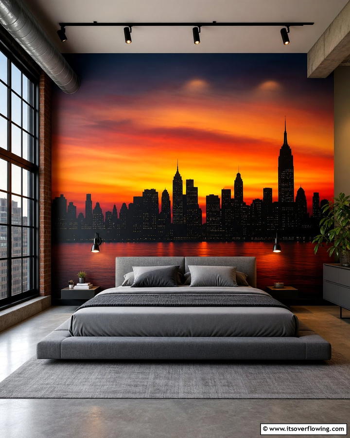 Cityscape Designs - 21 Creative Bedroom Wall Painting Ideas for Stylish Rooms