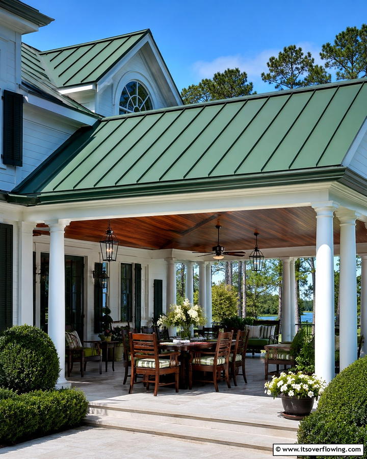 Classic Appeal with Standing Seam Metal Roofs - 25 Metal Roof Porch Design Ideas for a Durable Space