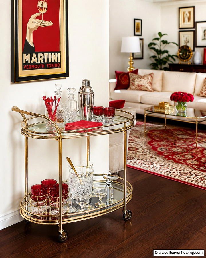 Classic Bar Cart Design - 30 1950s Living Room Ideas for Retro Charm Revival