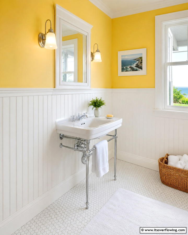 Classic Beadboard Charm - 25 Powder Room Wainscoting Ideas for a Chic Look