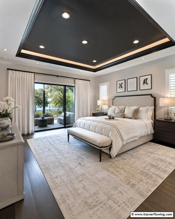 Classic Black Tray Ceiling - 30 Modern Black Ceiling Design Ideas for Dramatic Interiors