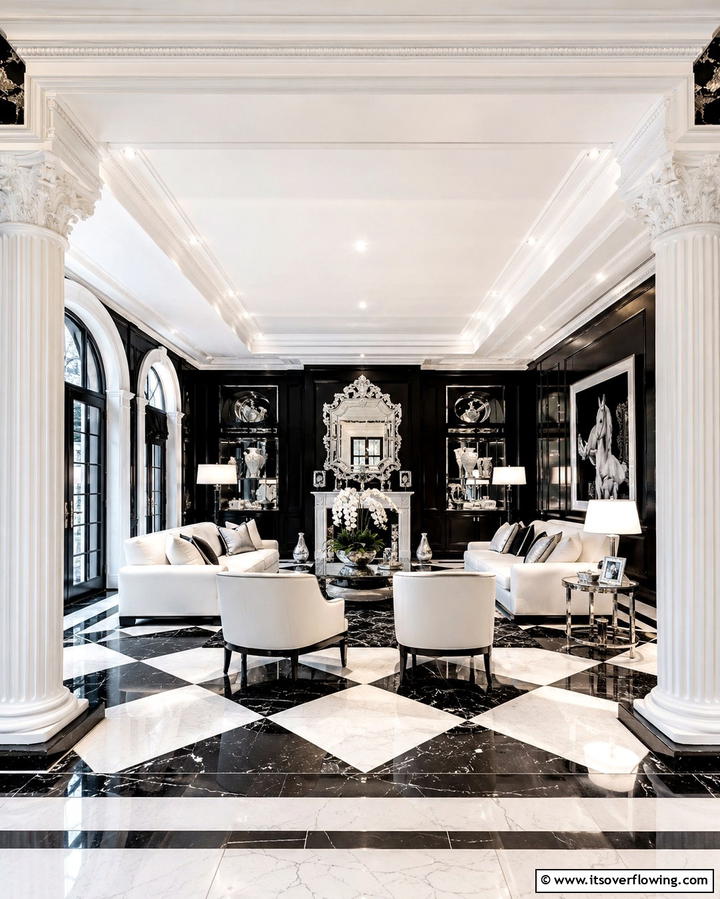 Classic Black and White Elegance - 30 Art Deco Interior Design Ideas for Glamorous Spaces