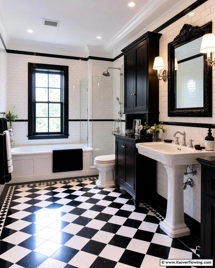 Classic Black and White Elegance - 21 Classic Black & White Bathroom Designs for Contrast