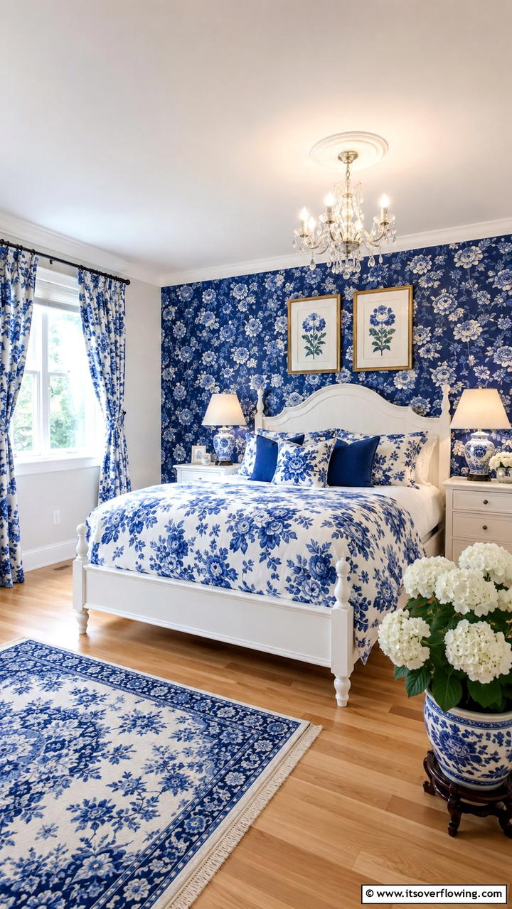 Classic Blue Floral Patterns - 30 Blue and White Decor Ideas for a Fresh and Serene Home Style