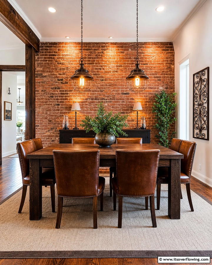 Classic Brick Backdrops - 30 Dining Room Accent Wall Ideas for Bold Style