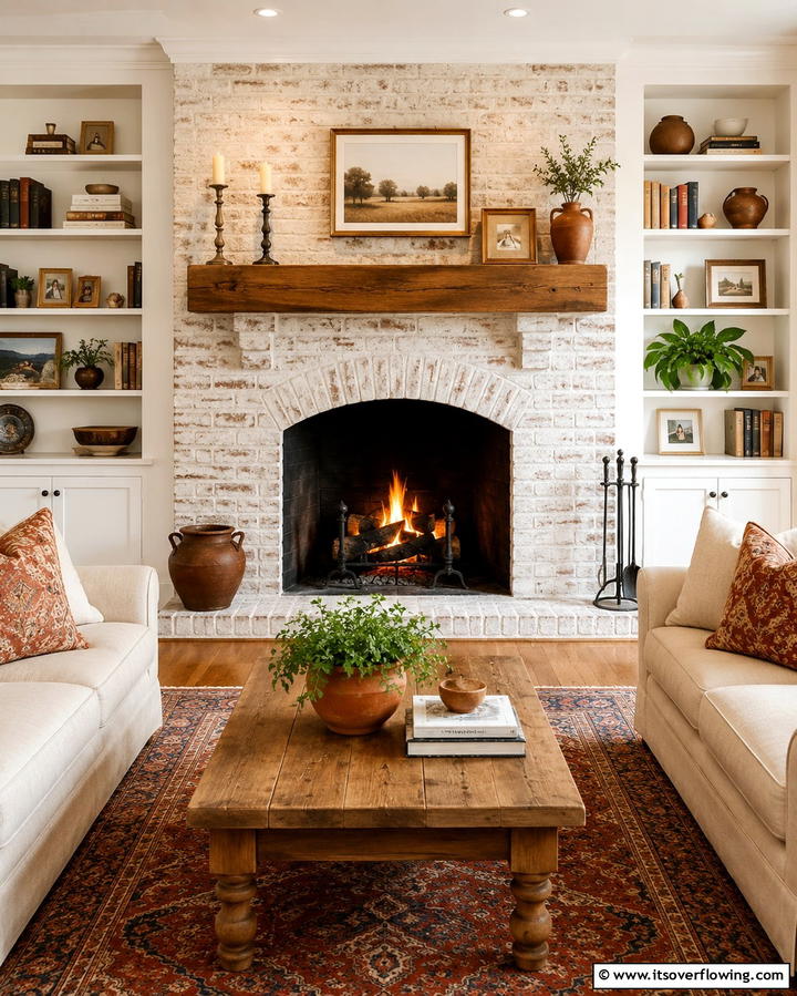 Classic Brick Fireplace - 20 Traditional Fireplaces for a Classic Home