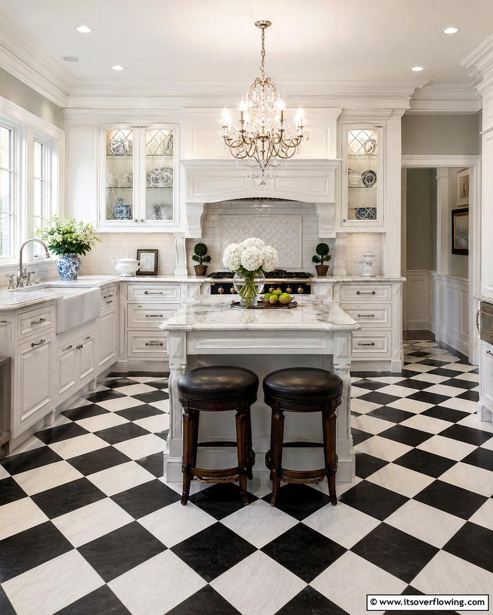 Classic Checkerboard Elegance - 30 Kitchens with Checkered Floors- Retro-Inspired Designs