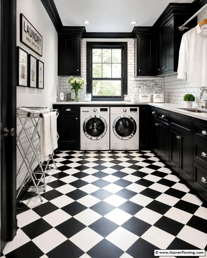 Classic Checkerboard Tiles - 25 Laundry Room Floor Ideas for a Functional Space