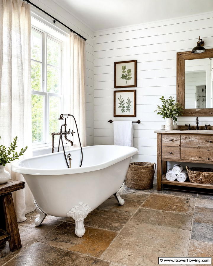 Classic Clawfoot Tub - 21 Country Bathroom Ideas with Vintage Farmhouse Charm