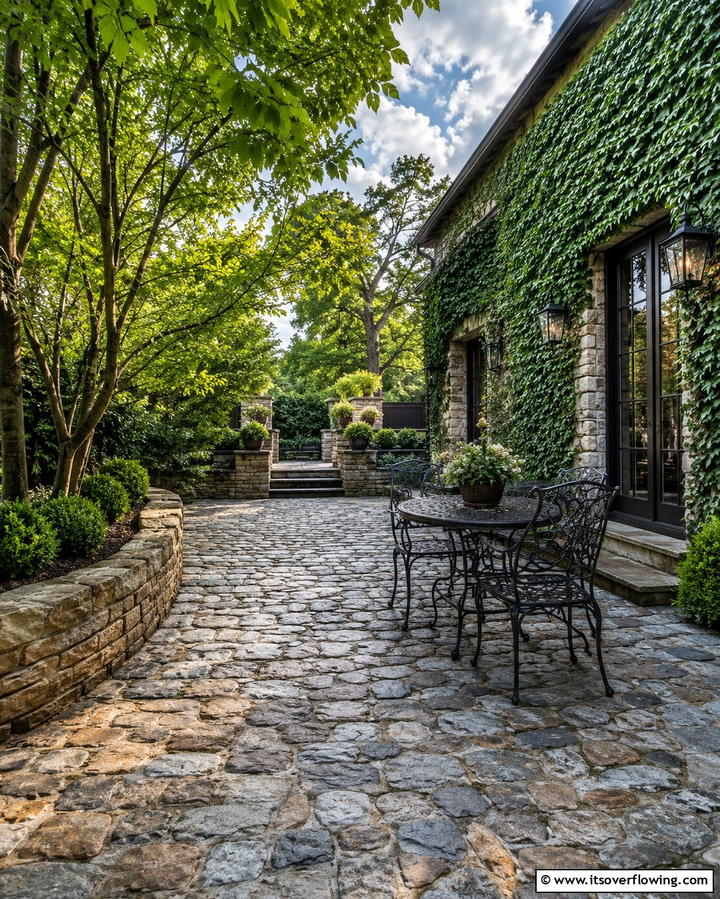 Classic Cobblestone Charm - 25 Stone Patio Ideas for Natural Outdoor Beauty