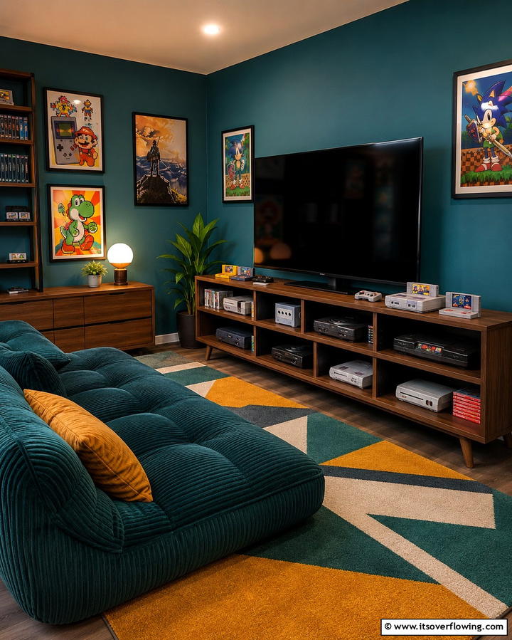 Classic Console Corner - 30 Game Room Ideas for Fun Home Entertainment Spaces