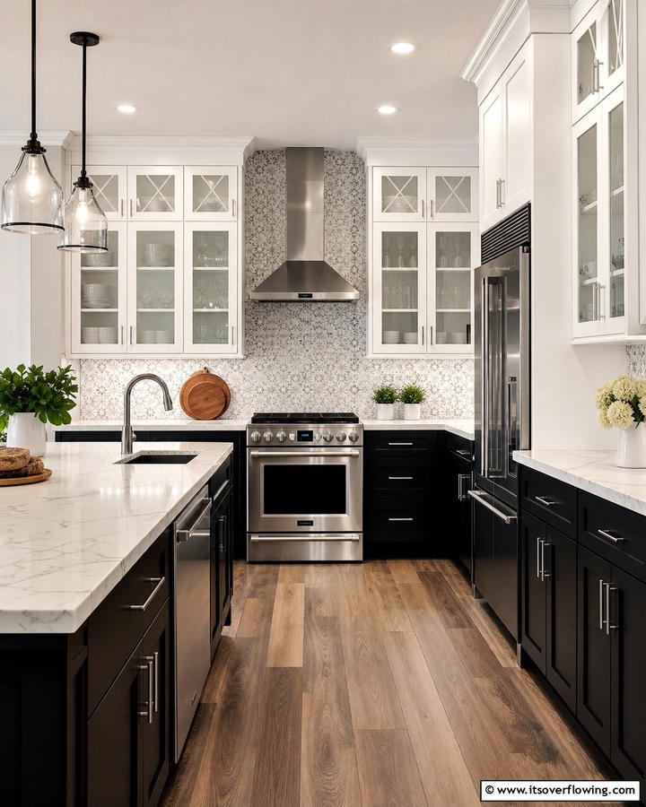 Classic Contrast Cabinets - 21 Striking Black & White Kitchen Ideas for Bold Spaces