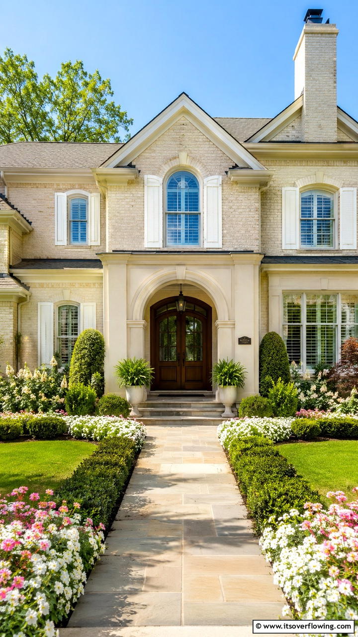 Classic Cream Charm - 30 Exterior Brick Paint Color Ideas for Curb Appeal
