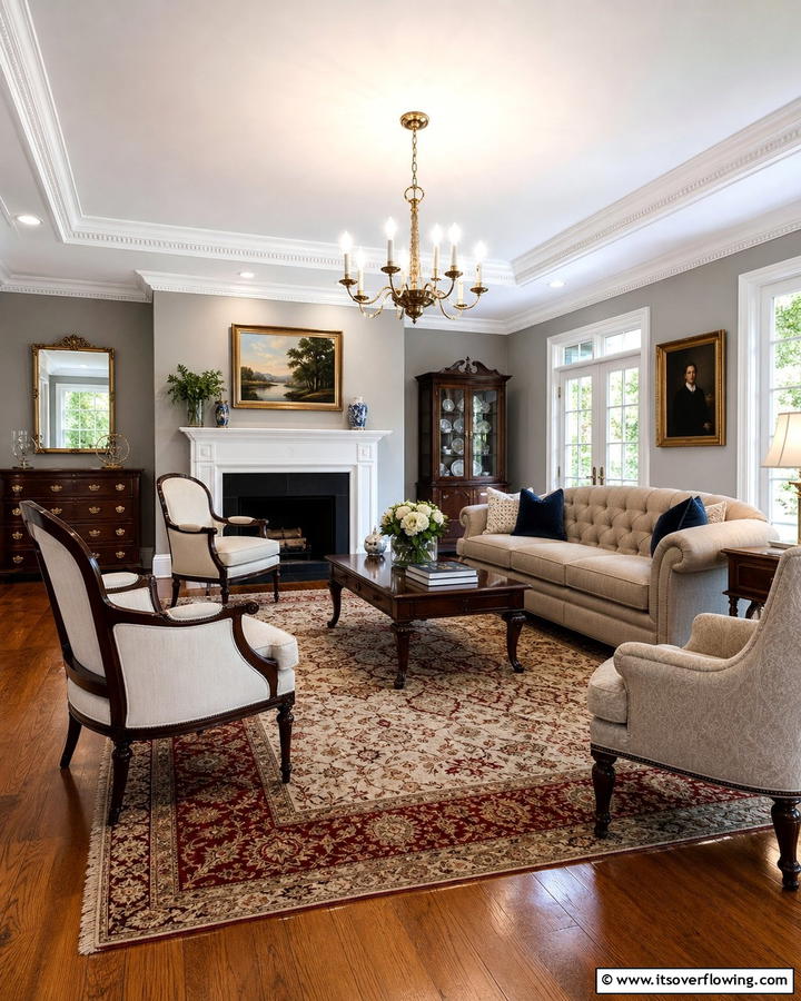 Classic Crown Molding - 20 Colonial Living Room Ideas for a Classic and Timeless Look