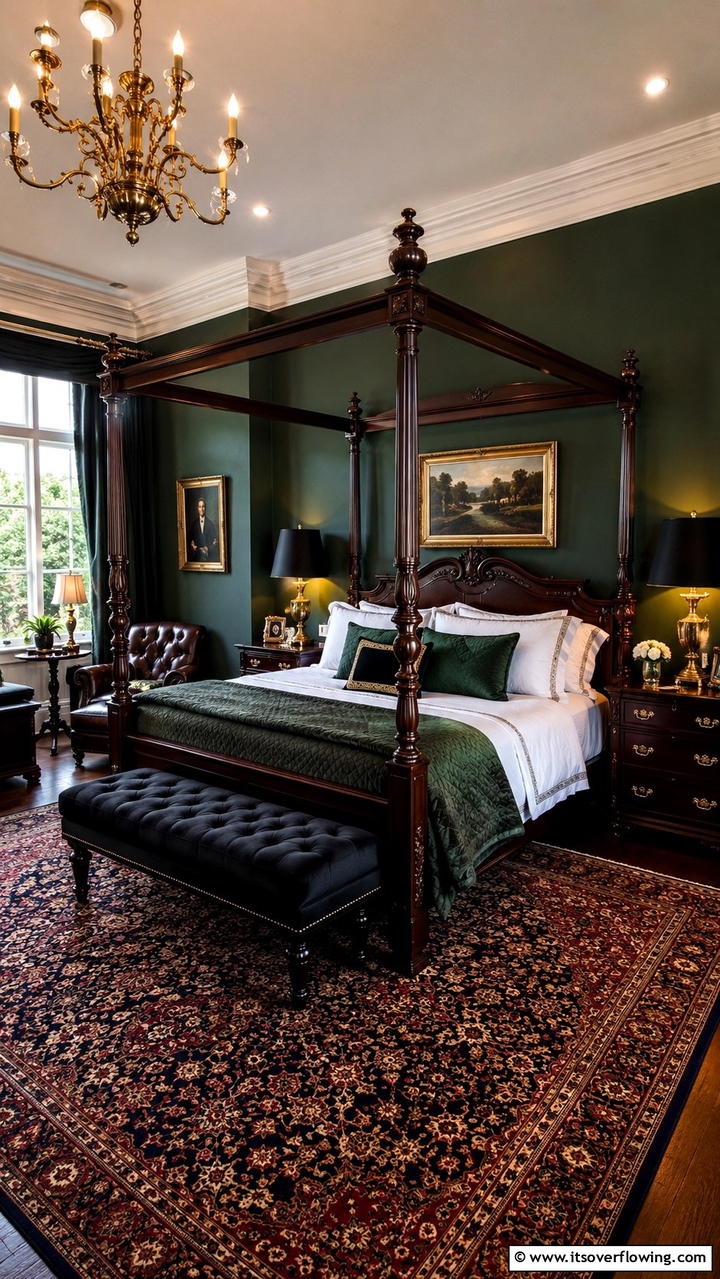 Classic Dark Elegance - 30 Dark Bedroom Ideas- Moody and Sophisticated Retreat